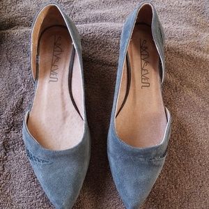 Sixty-Seven grey suede d'orsay wedge flats size 39